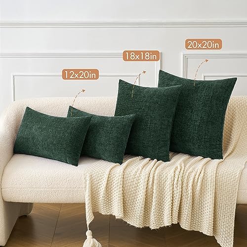 MIULEE Soft Chenille Throw Pillow Covers Green 20x20 Inch Pack of 2 - Image 5