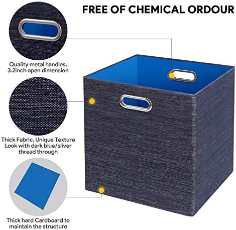 Posprica Storage Cube Basket Bins,13×13 Foldable Storage Containers for Shelf Cabinet Bookcase Boxes,Thick and Heavy Duty Fabric Drawer (4pcs, blue) - Image 4