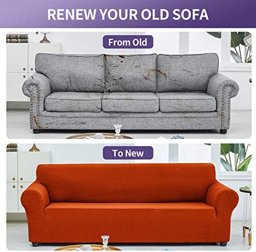 Joccun Stretch Loveseat Couch Cover, 1-Piece Sofa Cover for 2 Cushion Couch Spandex Jacquard Washable Furniture Protector Cover for Living Room,Kids,Pets（Loveseat,Pureed Pumpkin） - Image 6