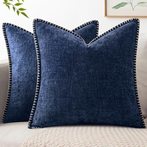 MIULEE Decorative Couch Throw Pillow Covers 20x20 Inch Navy 2 Pack by MIULEE