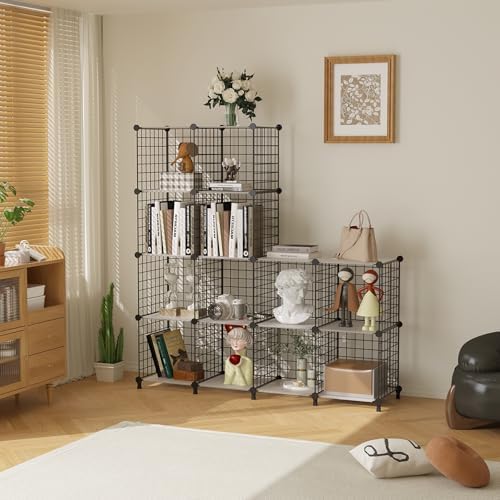 AWTATOS Wire 12 Cube Storage Organizer, Closet Storage Shelves Stackable - Image 2