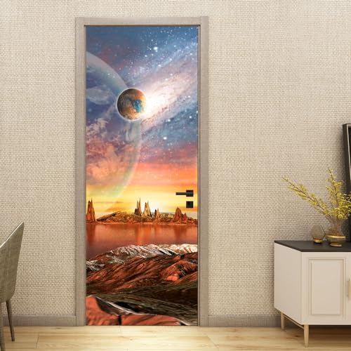 3D Door Stickers Murals Peel and Stick Removable Decals Wallpaper for Home Office Bedroom Living Room Wall Decoration 30.3"W x 78.7"H, SP-F24021 - Image 3