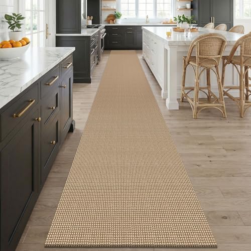 KOZYFLY Boho 2.5'x20' Runners Rugs for Hallway, Extra Long Washable Runner Rug, Woven Non Slip Kitchen Runner, Cotton Entryway Rug, Floor Carpet for Entry, Aisle, Hall, Orange Beige/Tan/Brown - Image 2