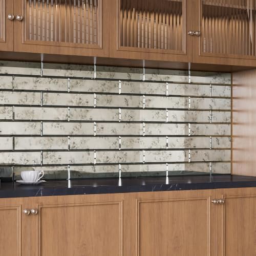 Lovdeco Peel & Stick Silver Antique Mirror Tile 3x12 Inch Beveled (20 Pcs) - Image 6