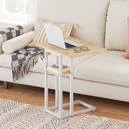 HOOBRO Foldable C Shaped End Table, C Shaped Side Table with Storage Shelf, Slide Under Couch Table for Sofa, Small Spaces, for Living Room, Bedroom, Easy Assembly, Natural WN29SF01 - Image 5
