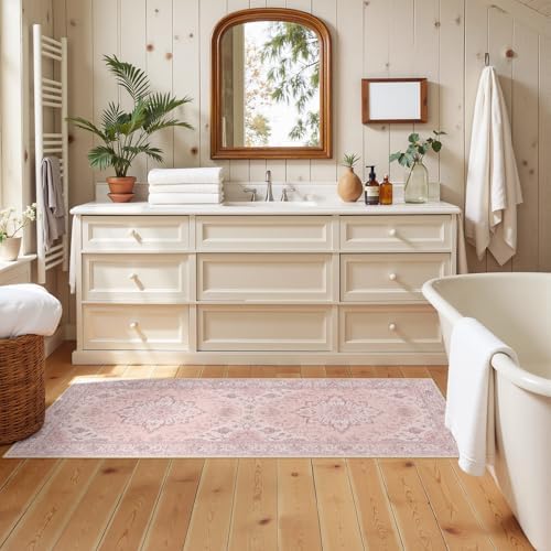 RELEANY Washable Area Rug, Runner 2'x5', Pink - Image 2
