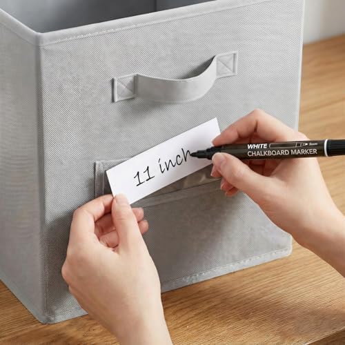 Storage Bins,11 Inch Cube Storage Bin with Labels,6pcs,Light Grey - Image 4