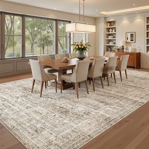 Soalmost 7x10 Area Rug for Living Room Washable Rugs Non-Slip Brown - Image 4