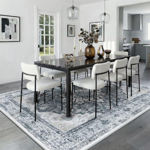 RELEANY Washable Area Rug, 5'x7', Grey/White/Beige - Image 3