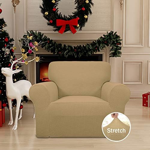 Easy-Going Stretch Chair Slipcover with Arm Washable Golden - Image 2