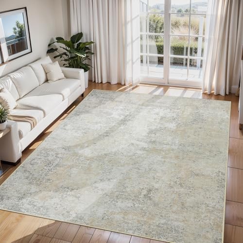 6x9 Area Rugs for Living Room Washable Bedroom Dining Room Beige Grey by Aelenmu