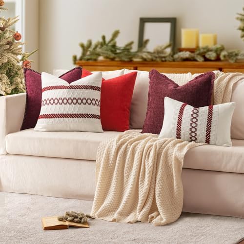 MIULEE Decorative Lumbar Throw Pillow Covers 12x20 Inch Burgundy Red 2 Pack - Image 5
