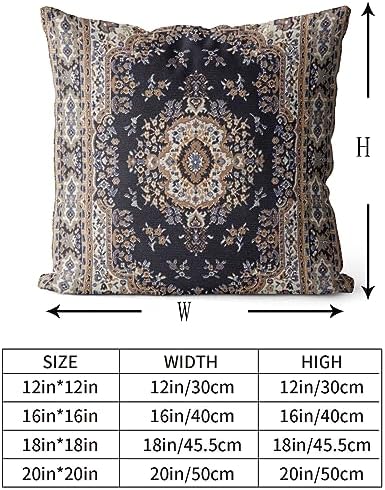 Snycler Boho Throw Pillow Covers 16x16 inch Set of 2 Black Medallion Border Area Rug Double Sided Pattern Cotton Soft Pillow Case Cushion Cover Pillowcase for Couch Sofa Bed Decorative - Image 3