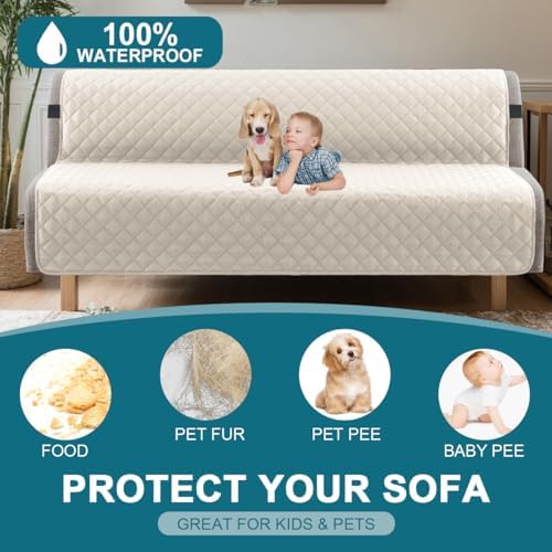 Turquoize 100% Waterproof Futon Cover Slipcover Armless Sofa Protector - Image 2