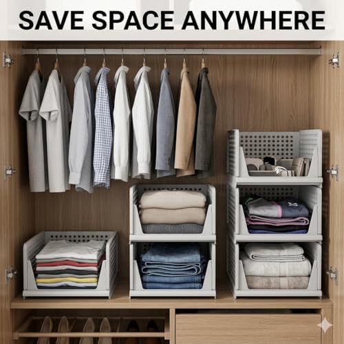 6 Pack Folding Stackable Wardrobe Drawer Storage Organiser - Image 3