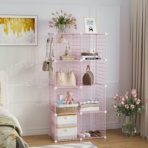 C&AHOME Wire Cube Storage, 8 - Cube Organizer Metal C Grids Units, Pink - Image 2