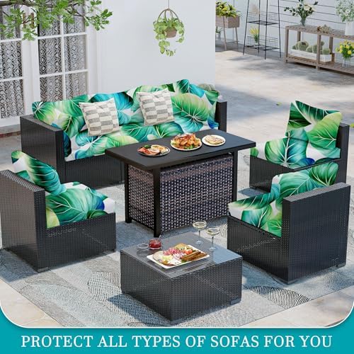12 Pcs Outdoor Cushion Covers, Patio Sofa Cushion Covers Replacement - Image 5