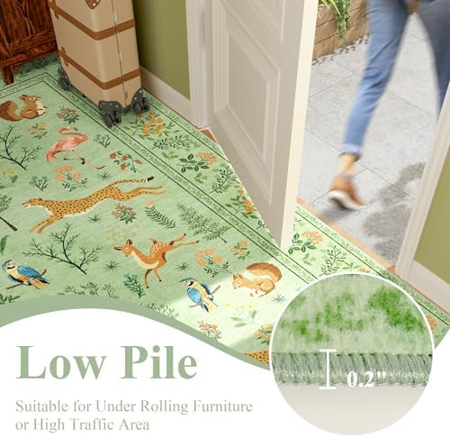 DUKINO 4x6 Area Rug, Non Slip Animal Washable Living Room Rug, Light Green - Image 6