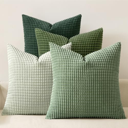 MIULEE Boho Decorative Pillow Covers 18x18 Inch Set of 4 Forest Green by MIULEE