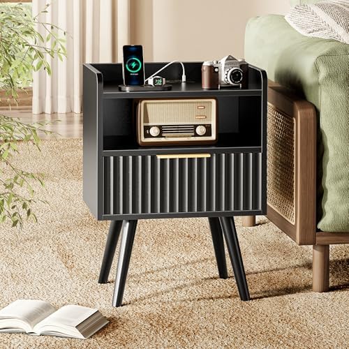 Huuger Nightstand Set of 2 with Charging Station, USB-C Port, End Tables - Image 5