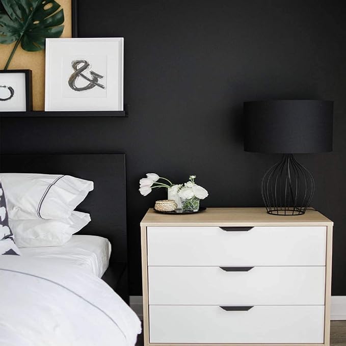 practicalWs 15.7" x393.7" Black Wallpaper Self Adhesive and Removable | Peel and Stick Vinyl Film Stick Paper Easy to Apply Wall Coverings Shelf Home Decorative Liner Table and Door Reform - Image 6