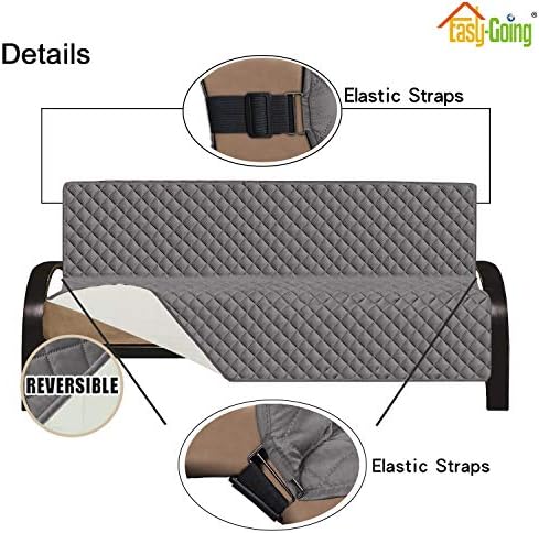 Easy-Going Reversible Couch Cover, Large Futon Sofa, Gray/Ivory - Image 3