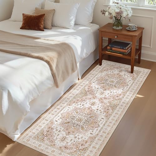 Madane Washable Runner Rug 2x6 Runners for Hallways Non Slip, Pink by Madane