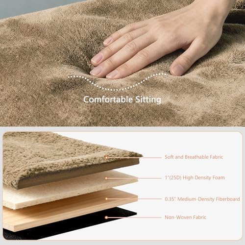 GLAXYFUR Oval Ottoman with Storage for Living Room, Sherpa Bench, Brown - Image 5
