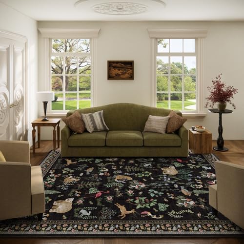 Washable Area Rugs for Living Room: 5x7 Bedroom Rug Vintage Rugs Stain Resistant Non Slip Low Pile Soft Lightweight Indoor Carpet Rug for Kitchen Dining Room Farmhouse Nursery Kids Room Home Office by palohom