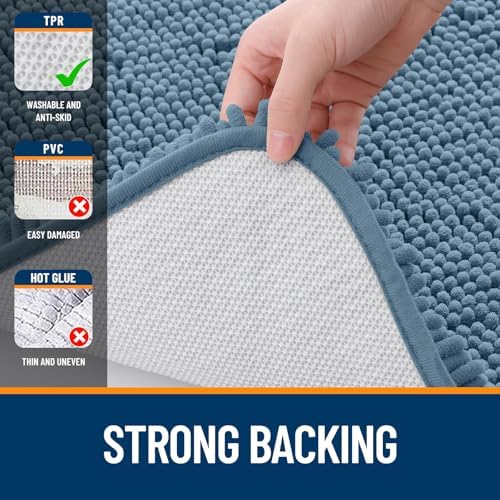 OLANLY Toilet Rugs U-Shaped 24x24, Soft Absorbent Chenille Contour Rugs - Image 6
