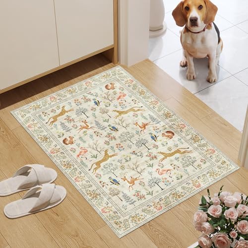 DUKINO 2x3 Entryway Rug, Washable Door Mat Animal Rug for Kitchen, Beige - Image 3