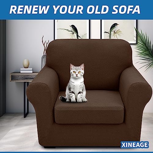 XINEAGE 2-Piece Stretch Armchair Sofa Cover, Washable Couch Covers for Dog - Image 4