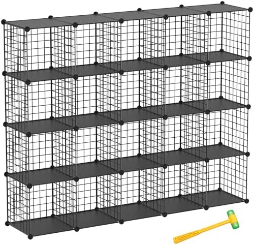 Wire Cube Storage Organizer, 20-Cube Metal Storage Shelves Bookshelf, Stackable Modular Closet Organizer for Bedroom Living Room, Office, Storage Shelves by Worththetrustofeverycusto