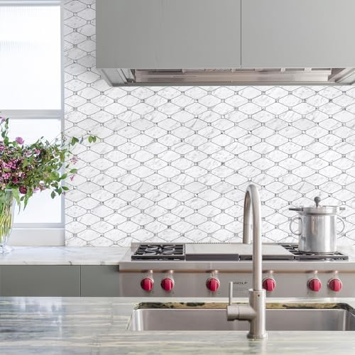 STICKGOO 10 Sheets Peel and Stick Backsplash, Carrara White - Image 2