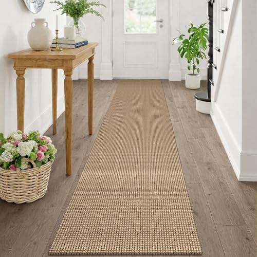KOZYFLY Runners Rugs for Hallway 2x10, Washable Runner Rug, Woven Non Slip Kitchen Runner, Braided Entryway Rug, Floor Carpet for Entry, Aisle, Hall, Orange Beige/Tan/Brown by KOZYFLY