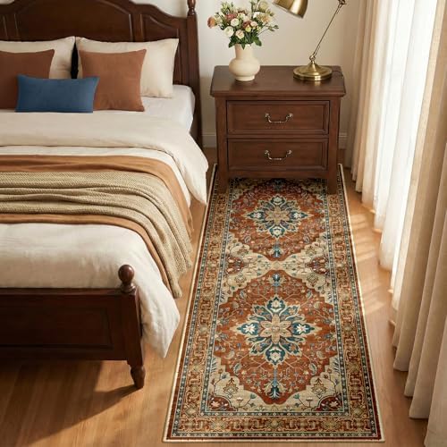 RELEANY Washable Area Rug, Runner 2'x6', Red/Orange/Blue/Brown - Image 3