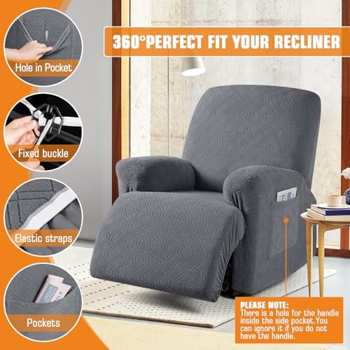 VANSOFY Oversized Stretch Recliner Chair Cover, Dark Gray, 1 Seater - Image 5