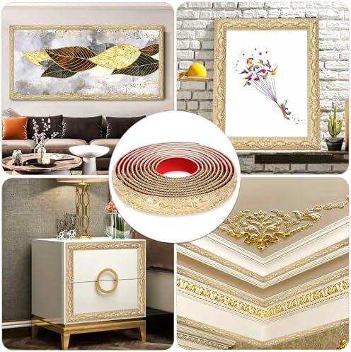 16.4 Feet Champagne Gold Flexible Molding Trim Wall Trim, Mirror Frame Trims, Cabinet Border Self Adhesive Peel and Stick Molding Ceiling Moldings for Bathroom Home Decor, Champagne Gold - Image 6
