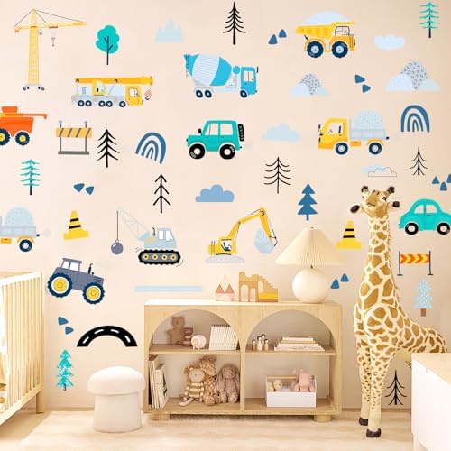 AOWDIAO Construction Vehicle Wall Decals – 90Pcs Reusable Peel and Stick Vinyl Stickers for Kids’ Room, Nursery & Playroom – Removable Truck Decoration for Boys & Toddlers - Image 7