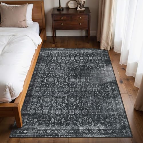 Rugxara Black 4x6 Area Rug Washable Rug for Living Room Bedroom Office - Image 2