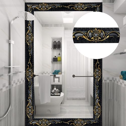 Flexible Molding Trim Wall Trim, 16.4 Feet Self Adhesive Peel and Stick Molding Ceiling Molding, Cabinet Border, Mirror Frame Trim Wall Trim for Home Decor Wall Molding & Trim (Black and Gold) - Image 5