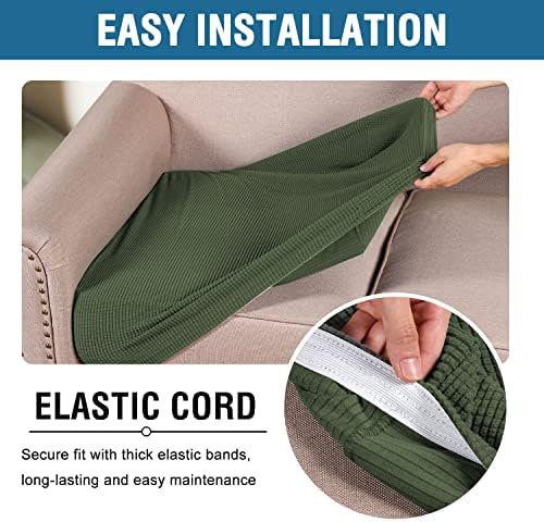 H.VERSAILTEX Super Stretch Individual Seat Cushion Covers Sofa Covers Couch Slipcover Sets Thick Jacquard Textured Twill Fabric (3 Piece Sofa Cushion Covers, Bronze Green) - Image 5