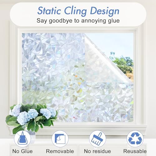 Haton Window Privacy Film, Rainbow Film, Silver 17.5" x 78.7" - Image 4