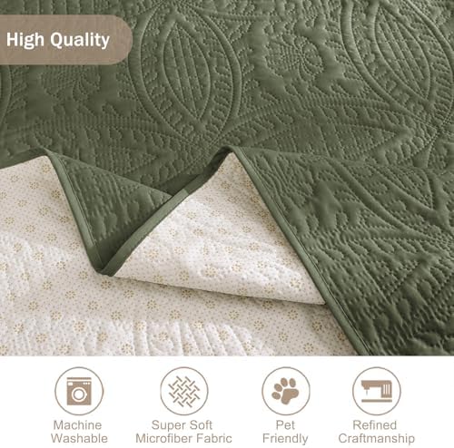 Green Recliner TV Chair Covers, Quilted Décor Water-Repellent Medium Lazy Boy Chair Covers, Pet Friendly Recliner Slipovers for Dogs Cats, Washable Recliner Cover (Recliner 26", Olive Green) - Image 5