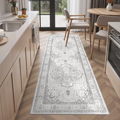 Madane Hallway Runner Rug 2x5 Washable Entry Rugs Non-Slip, Grey by Madane