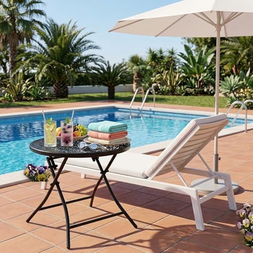 TeoKJ Folding Small Outdoor Side Table, No Assembly Metal Desk, Black x 2 - Image 2