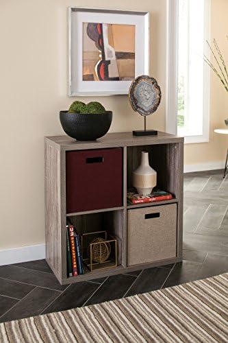 ClosetMaid 4 Cube Storage Shelf Organizer Bookshelf with Back Panel, Easy Assembly, Wood, Weathered Gray - Image 4