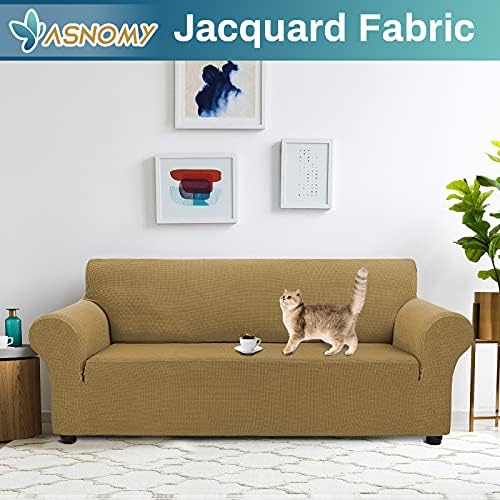 Asnomy Stretch Oversized Couch Covers for Sofa Slipcover,Light Brown - Image 2