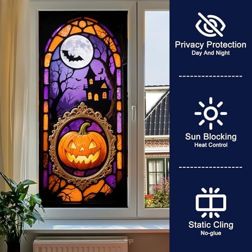 HOMETITUTE Haunted House Bats Gothic Privacy Window Cling 17.7x39.3 PVC - Image 2