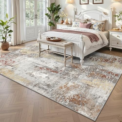 Toneed Washable 9x12 Area Rug with Non-Slip Backing for Living Room - Image 2